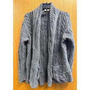 Irish Cable Knit Gray Cardigan Sweater Large By Carraig Donn 100% Merino Wool Ma